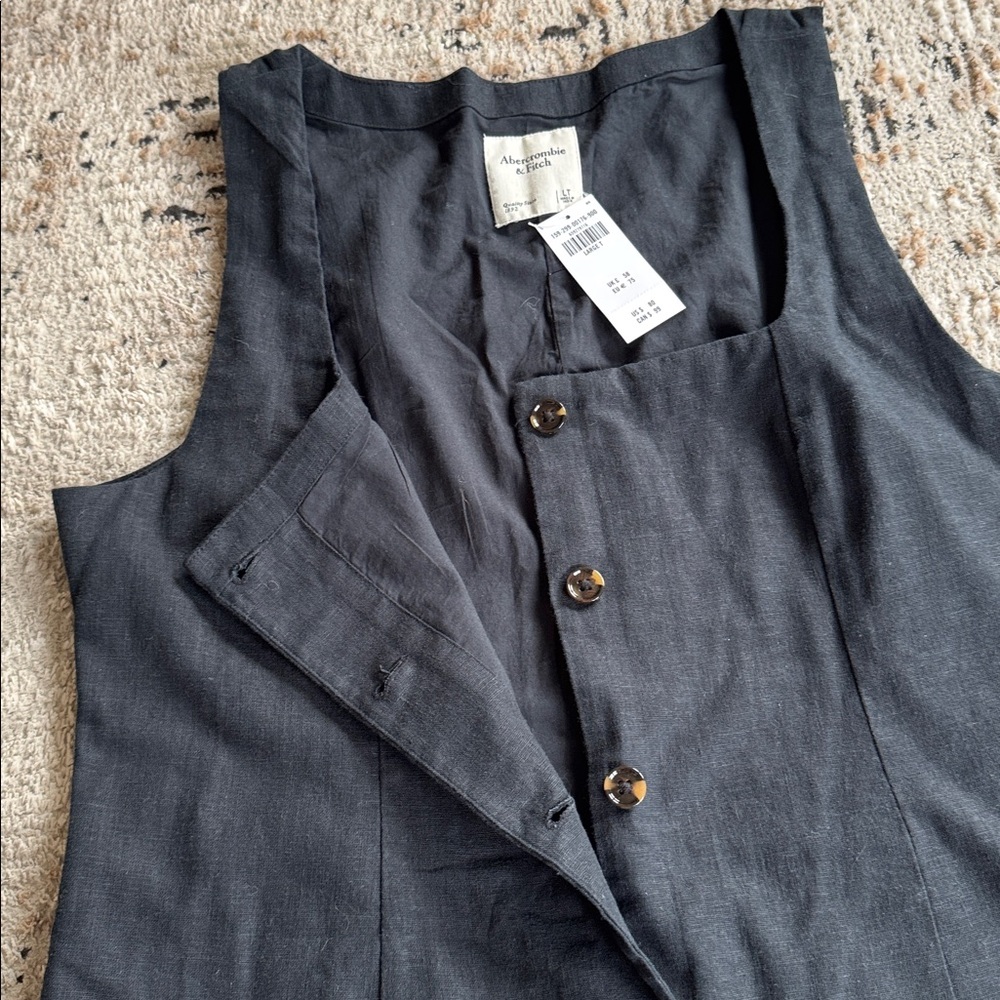 Abercrombie & Fitch Black Button-Front Mini Dress - Picture 6 of 8